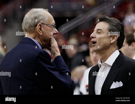 Louisville Coach Rick Pitino Right And His Counterpart Syracuse Coach