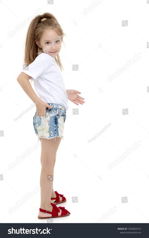 Beautiful Little Girl Short Shorts Pure Foto Stok 1303902751 Shutterstock