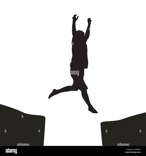 Man Silhouette Jumping Over A Gap Stock Vector Image And Art Alamy