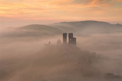 Foggy Corfe Castle Patrick Bora Photography