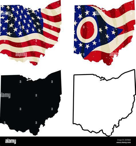 Ohio Mit Usa Flagge Ohio Flagge Schwarze Silhouette Und Schwarzer