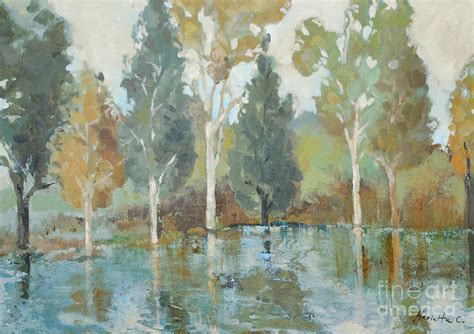 Birch Trees On The Lake Painting By Marietta Cohen Fine Art America