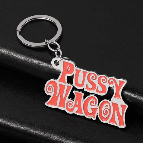 movie kill bill series pendants pussy wagon letter metal enamel keychains keyrings accessories