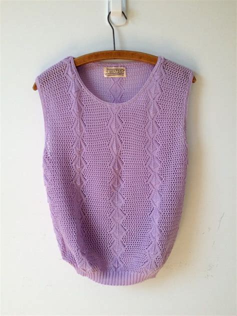 Vintage Radiant Orchid Open Knit Sweater Top S Etsy Knit Sweater Tops Sweater Top Open