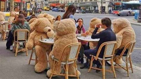 Cafés In Paris Are Using Giant Teddy Bears To Socially Distance Customers Totum