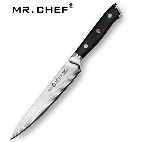 Pro 6 Inch Damascus Steel Vg10 Utility Knife Kitchen Tools Mulit Fixed