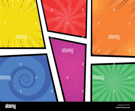Mock Up Of Typical Comic Book Page On Colorful Background Stock Vector