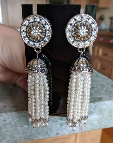 Vintage Costume Jewelry Rhinestone Pearl Dangle Earrings Etsy Canada