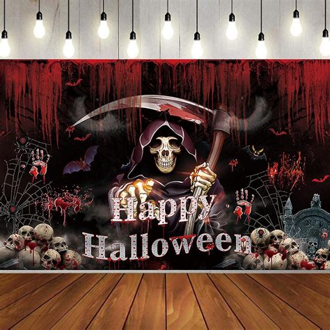 Halloween Scary Grim Reaper Backdrop Bloody Skull Death Photography
