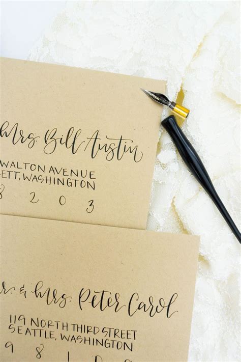 Modern Calligraphy Wedding Envelope On Kraft Envelope Etsy Wedding