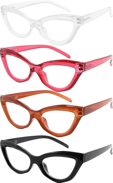 Eyekeeper 4 Pack Cat Eye Style Reading Glasses For Women Chic Readers 1 00 Uk