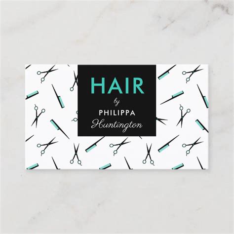 Scissors And Combs Turquoise Black Hair Stylist Business Card Zazzle