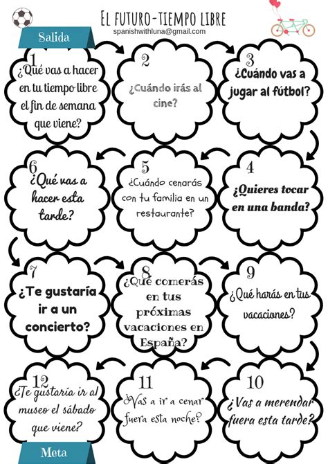 Juego El futuro y el tiempo libre Tarjetas de vocabulario en español