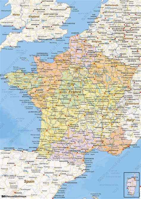 Detailed Political Map Of France Ezilon Maps Images