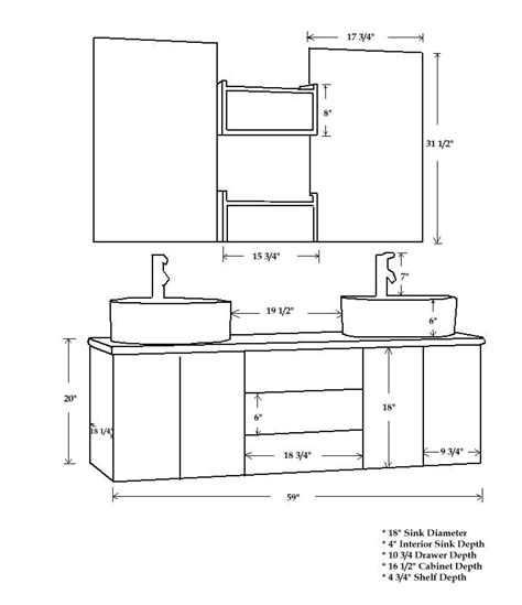 The standard depth is typically 20 to the vessel sink vanity dimensions are calculated similarly to the wall mounted bathroom vanities. Wall Mounted Bathroom Vanity Set w/ Double Sinks & Mirrors ...