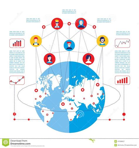 Social Network Concept Global Communication Infographic Elements Stock