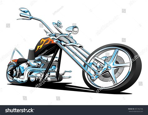 Custom Motorcycle Chopper Cartoon Illustration 301762736 Shutterstock