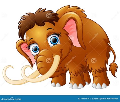 Cartoon Mammoth Isolated On White Background Stock Vector
