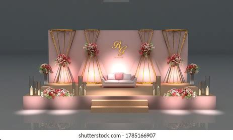 3d Rendering Dark Wooden Wedding Stage Stock Illustration 1781884430