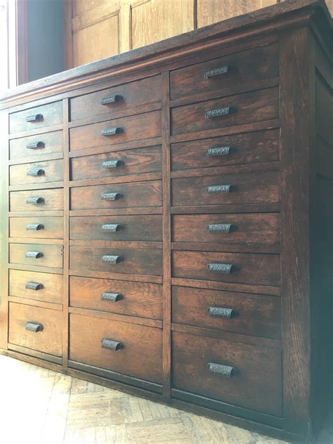 Antique Oak Apothecary Drawer Unit Large Storage Cabinet Apothecary