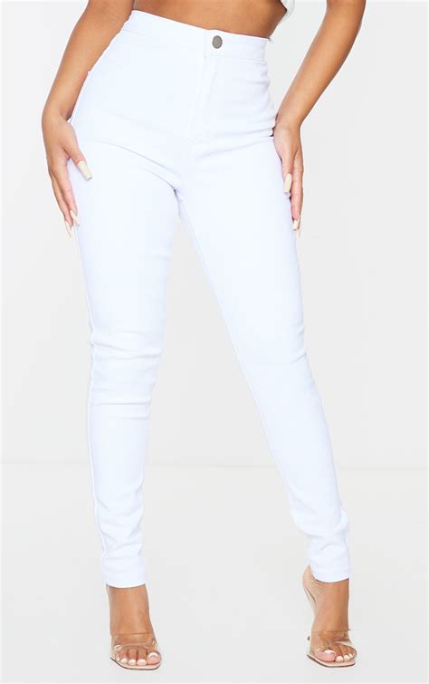 Petite White High Rise Skinny Jeans Prettylittlething