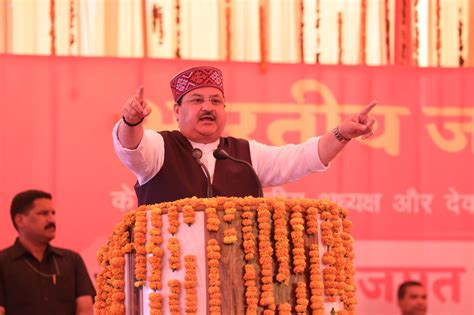 hon ble bjp national president shri j p nadda while addressing a public meeting after a road