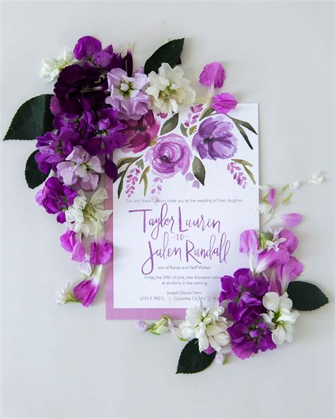 180+ colors & foil180+ colors & foil. Vibrant Purple Floral Watercolor Wedding Invitations