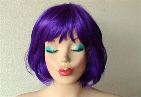 Purple Wig Purple Hair Short Purple Wig Bob Hairstyle Wig Etsy