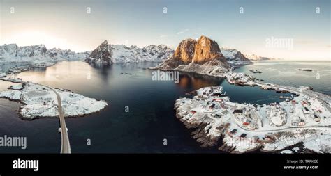 Panorama Aerial View Of Archipelago Of Arctic Ocean With Fishing