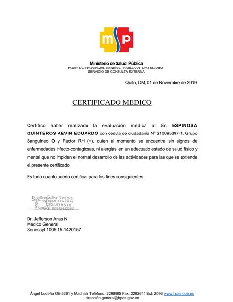 Certificado De Salud Ecuador Images And Photos Finder