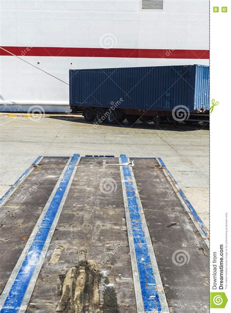 Cargo Ship And Empty Container Barcelona Stock Image Image Of