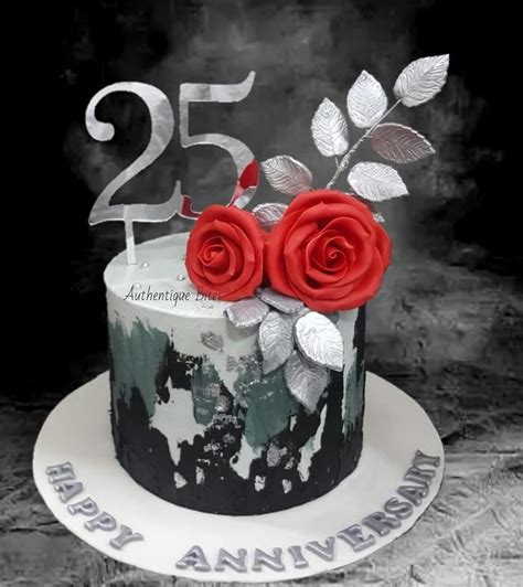 Silver Anniversary Cake Decorated Cake By Authentique CakesDecor