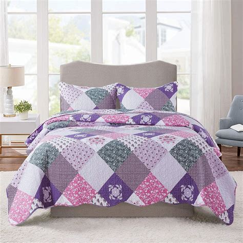 HoneiLife Quilt Set King Size 3 Piece Microfiber Bedspread Reversible