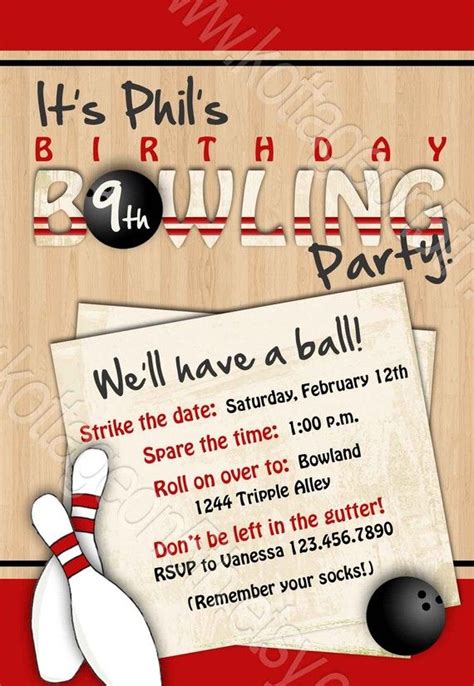 Bowling Party Invite Bowling Birthday Party 13th Birthday Parties