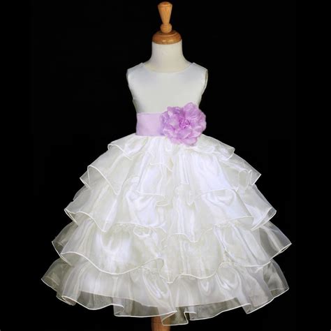 Ivory Organza Formal Sash Flower Girl Dress Pageant Gown 12 18m 2 3 4 5
