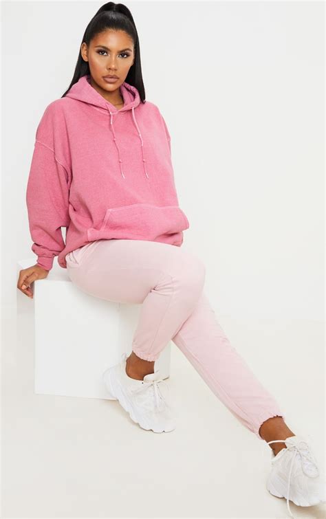 Pink Washed Oversized Hoodie Tops Prettylittlething Ie