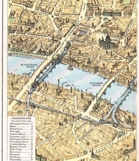 1928 City Of London Map Vintage London Street Map London