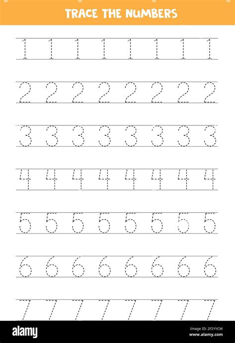 Números de traza Práctica de escritura manual para niños preescolares Imagen Vector de