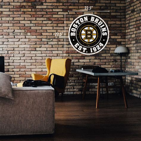 Boston Bruins Wall Sign 22 Round Distressed Sports Decor