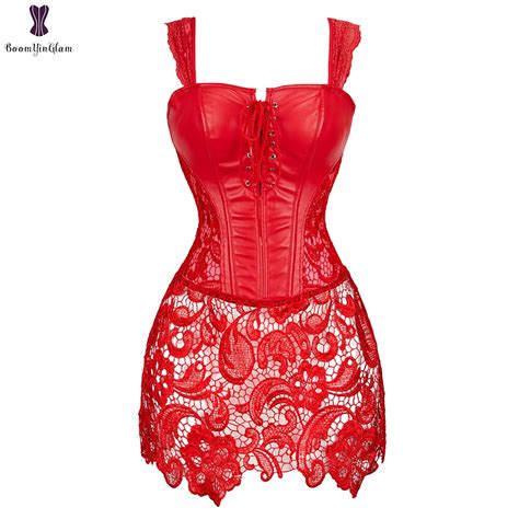 Sexy Red Corset Dress Plus Size 6xl Bustier Dresses Overbust Corsets