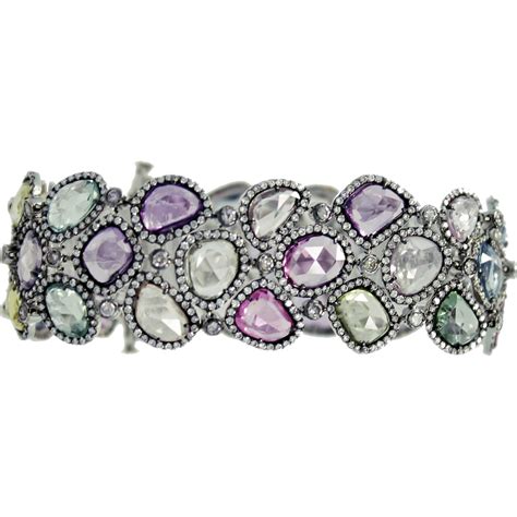 Multi Color Sapphire Diamond Gold Bracelet : Provident Jewelry | RubyLUX