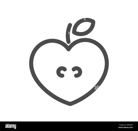 Heart Shaped Apple Line Icon Vector Illustration Stock Vector Image