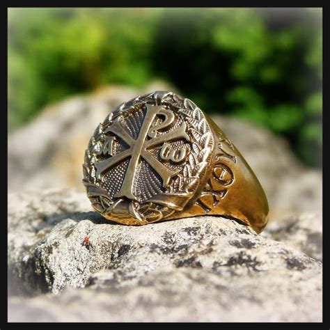 Ring Chi Rho Christian Symbol Alpha And Omega Chi Rho Etsy