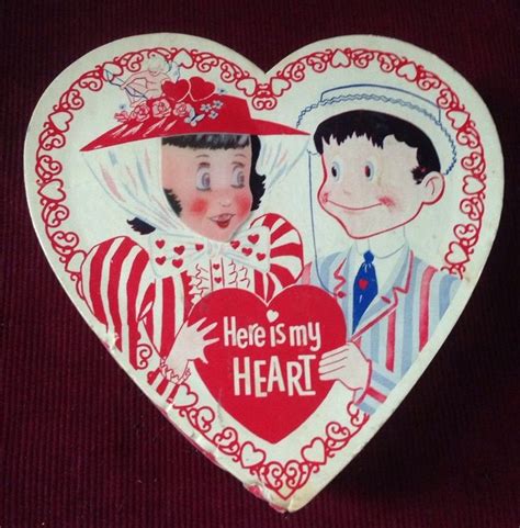 1950s Vintage Valentines Day Heart Shaped Candy Box 3d W Lenticular
