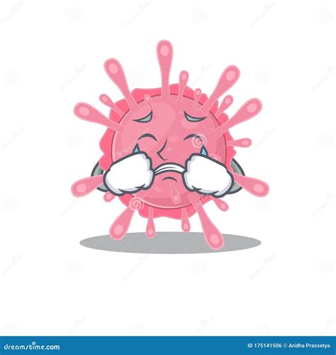 A Crying Corona Virus Germ Cartoon Mascot Design Style Stock Vector