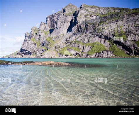 Bunes Beach On The West Coast Of The Lofoten Islands Norway Near Reine