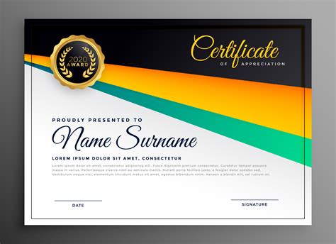 Stylish Certificate Of Appreciation Template Download Free Vector Art
