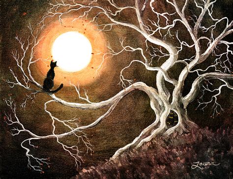 Black Cat In A Spooky Old Tree Digital Art By Laura Iverson
