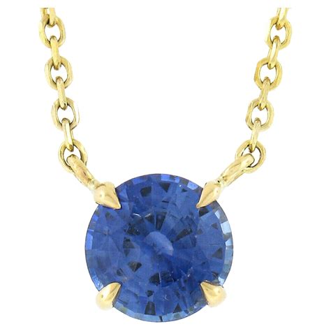 New 14k Gold Gia Zoned Blue And Yellow Heart Sapphire Solitaire Pendant