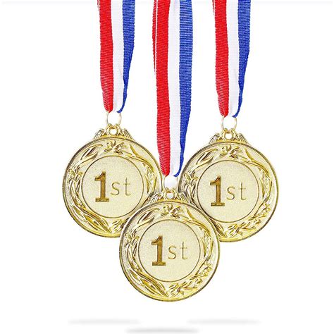 6 Pack Gold 1st Place Award Medal Set Metal Olympic Style For Sports